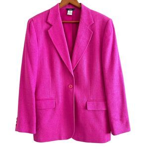 Vintage H&W 100% Silk Blazer Size 12  Berry Pink Classic Preppy Old Money Office
